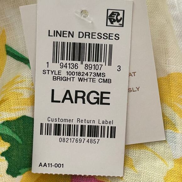 Charter Club NWT 100% linen pockets all over floral sleeveless mdii dress size L - Picture 7 of 8